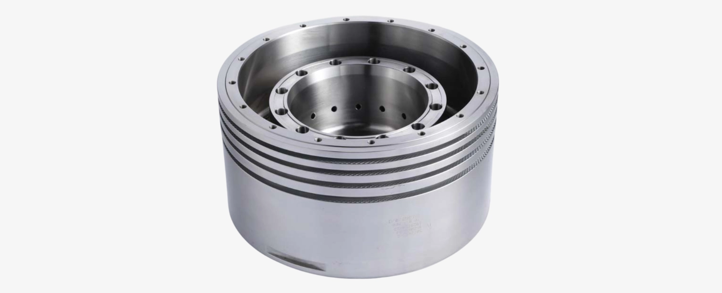 Piston crown for marine diesel engines, designed to withstand extreme temperatures and pressures.